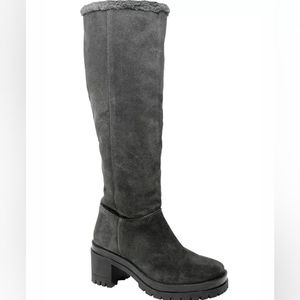 CHARLES BY CHARLES DAVID Collateral Shearling Lined Suede Knee-High Grey Boots
